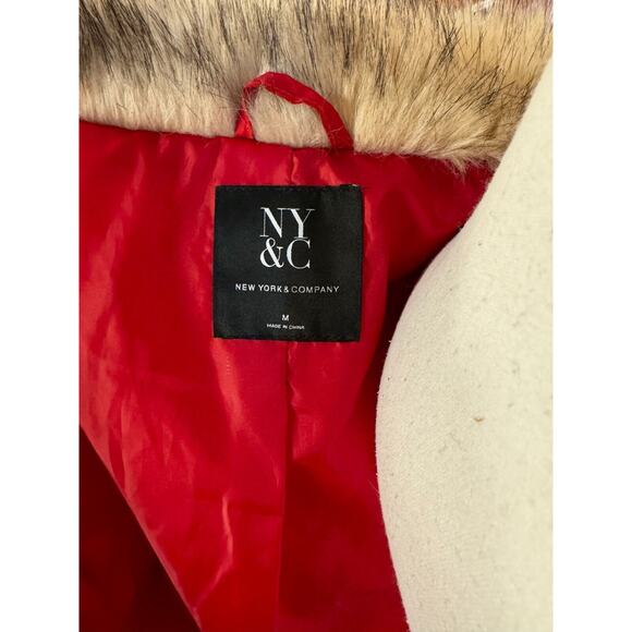 New York & Company Red Puffer Jacket with Fur Collar - Picture 8 of 8